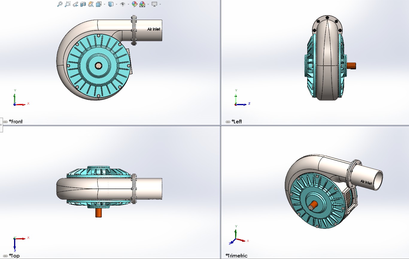 Tesla 涡轮机项目在 SolidWorks 中设计。